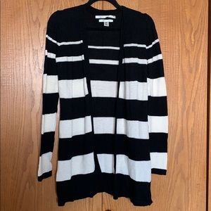 Black/White Striped Cardigan